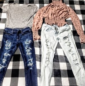 Cheap clothing, mostly American Eagle